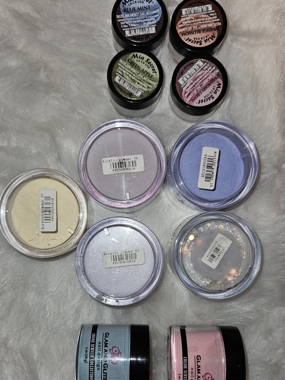Acrylic Powder Set — Pastel Blue, Lavender, Pink, Cream